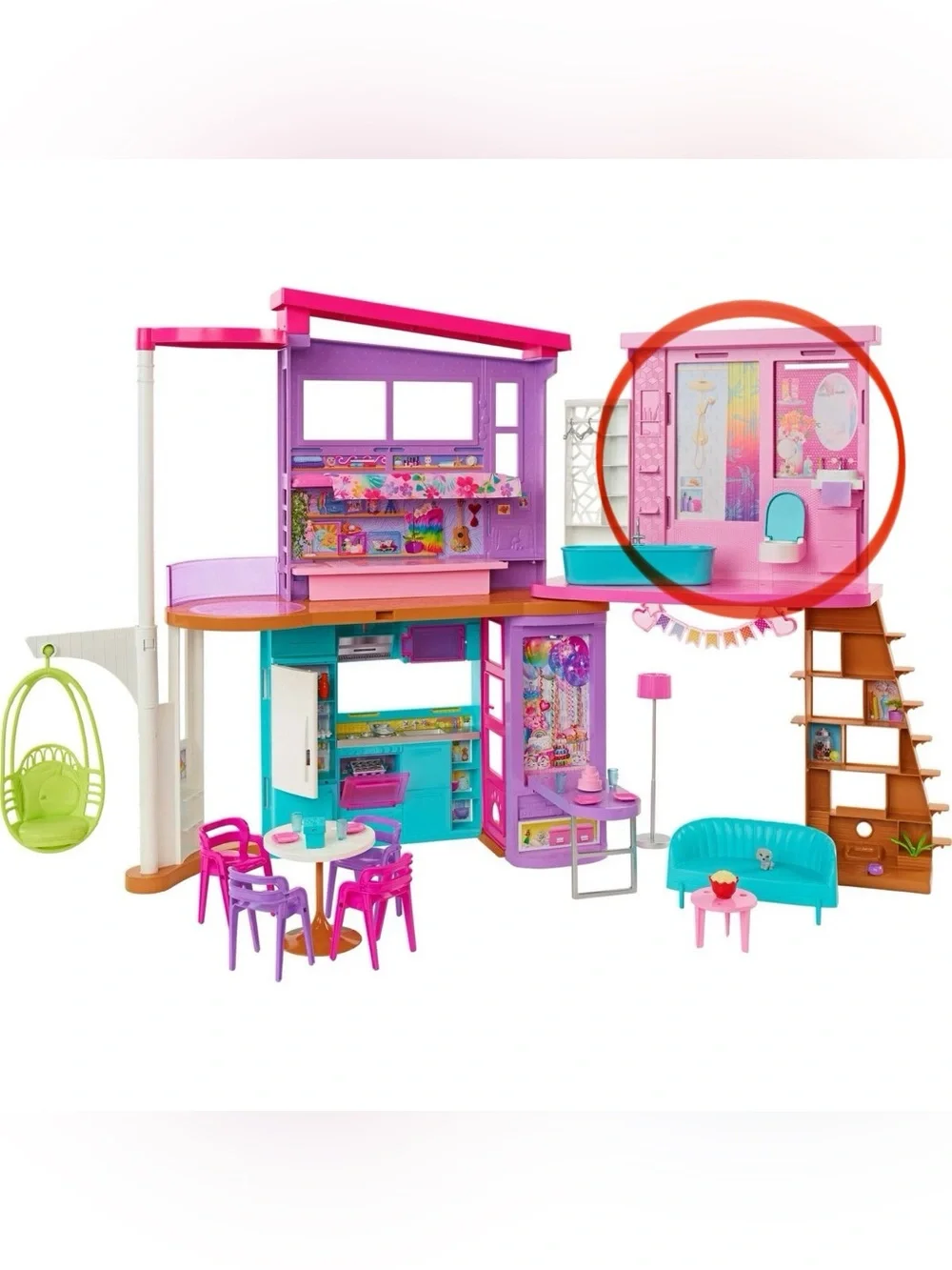 Mattel Barbie Malibu Vacation House Dollhouse Pink Bathroom Wall Part Piece